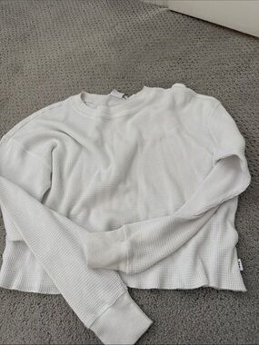 Aritzia TNA White Waffle Knit Top
